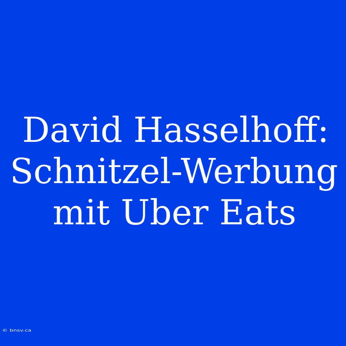 David Hasselhoff: Schnitzel-Werbung Mit Uber Eats