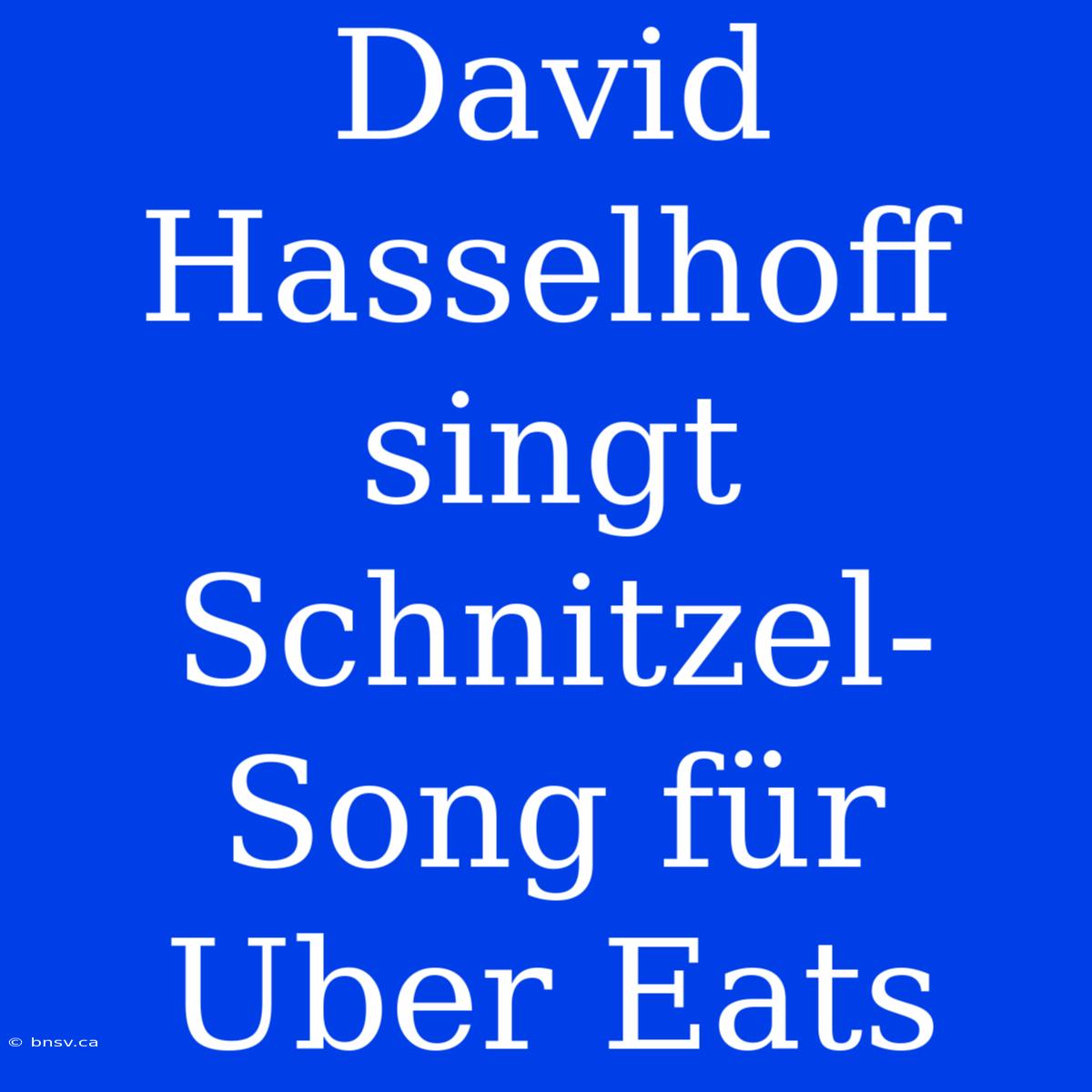 David Hasselhoff Singt Schnitzel-Song Für Uber Eats