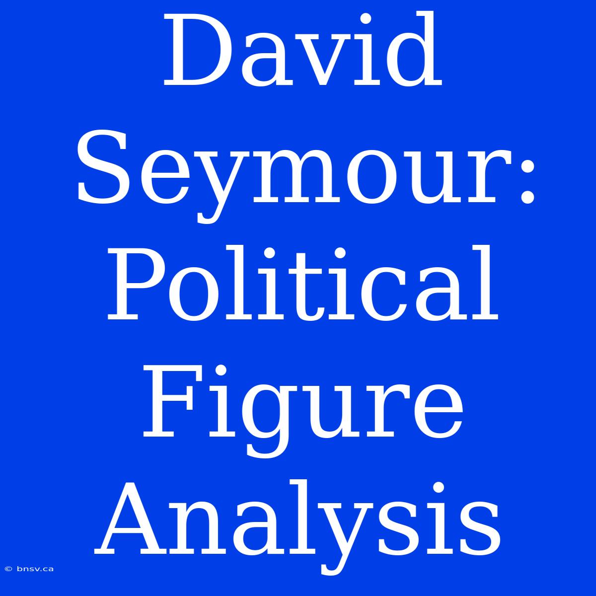 David Seymour: Political Figure Analysis