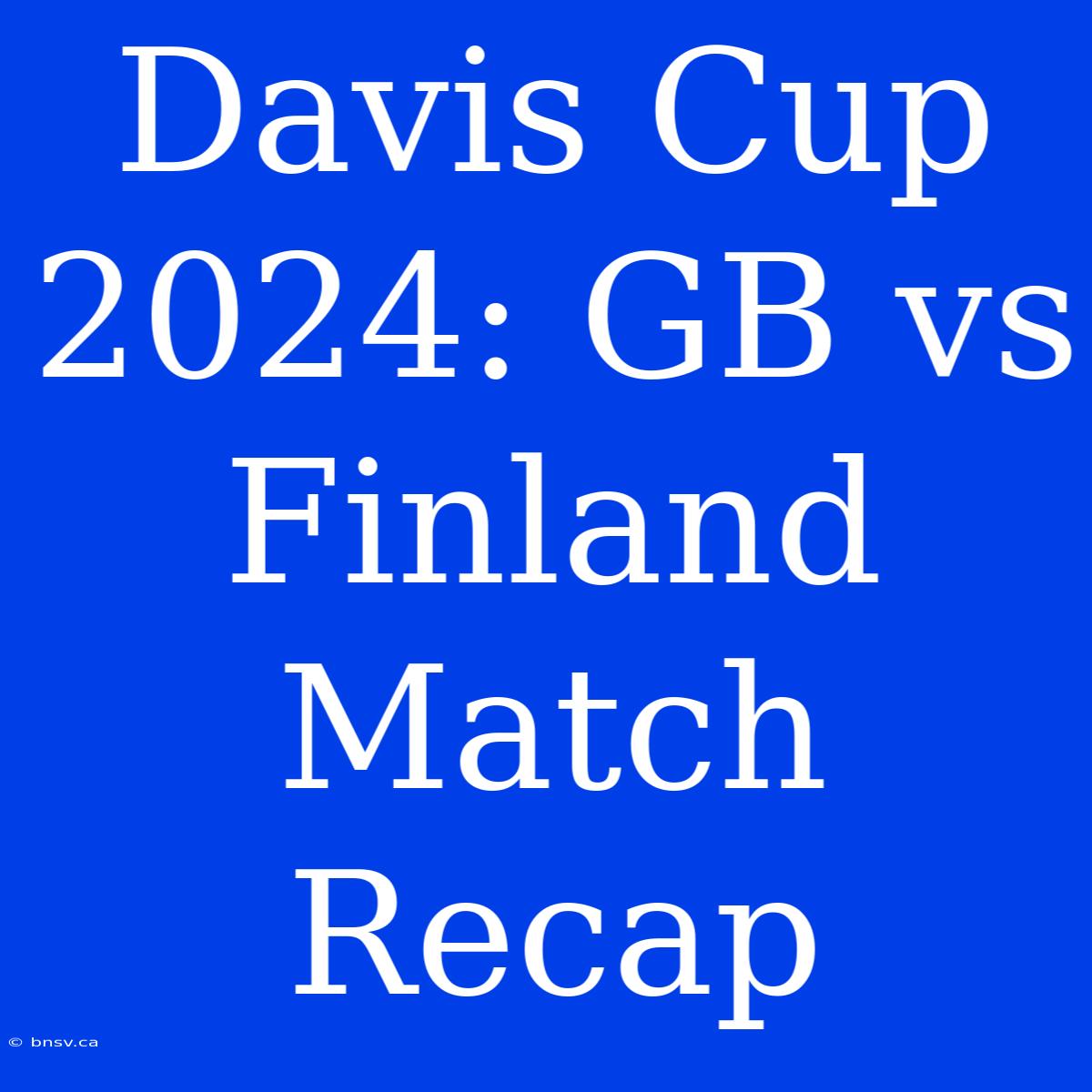 Davis Cup 2024: GB Vs Finland Match Recap