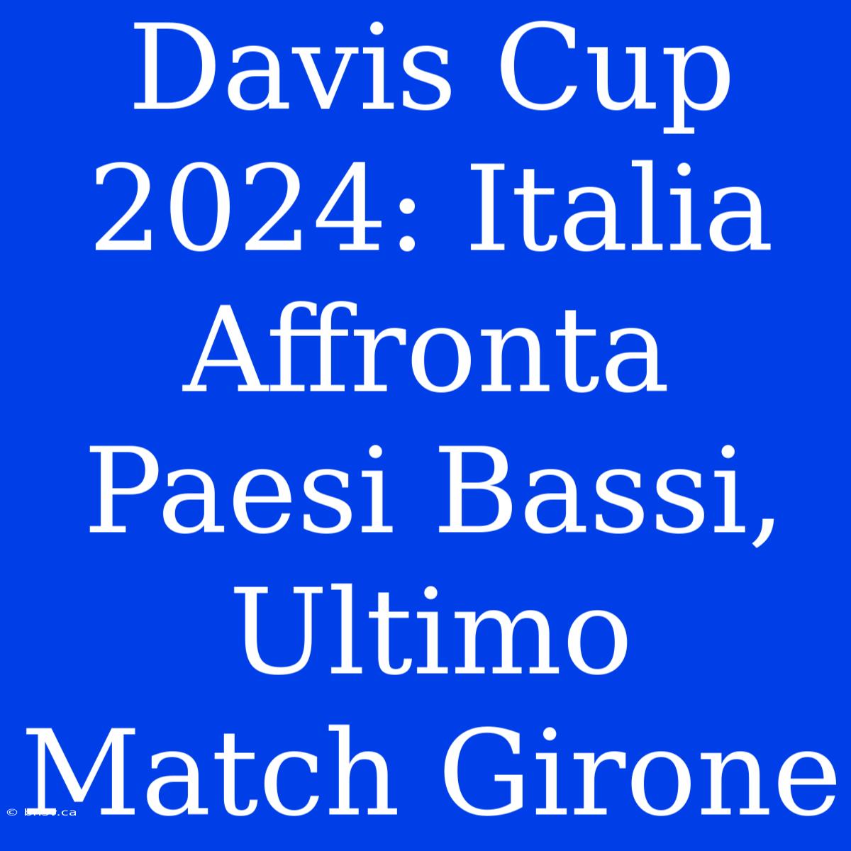 Davis Cup 2024: Italia Affronta Paesi Bassi, Ultimo Match Girone