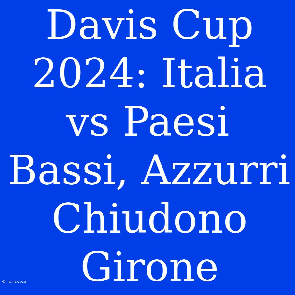 Davis Cup 2024: Italia Vs Paesi Bassi, Azzurri Chiudono Girone