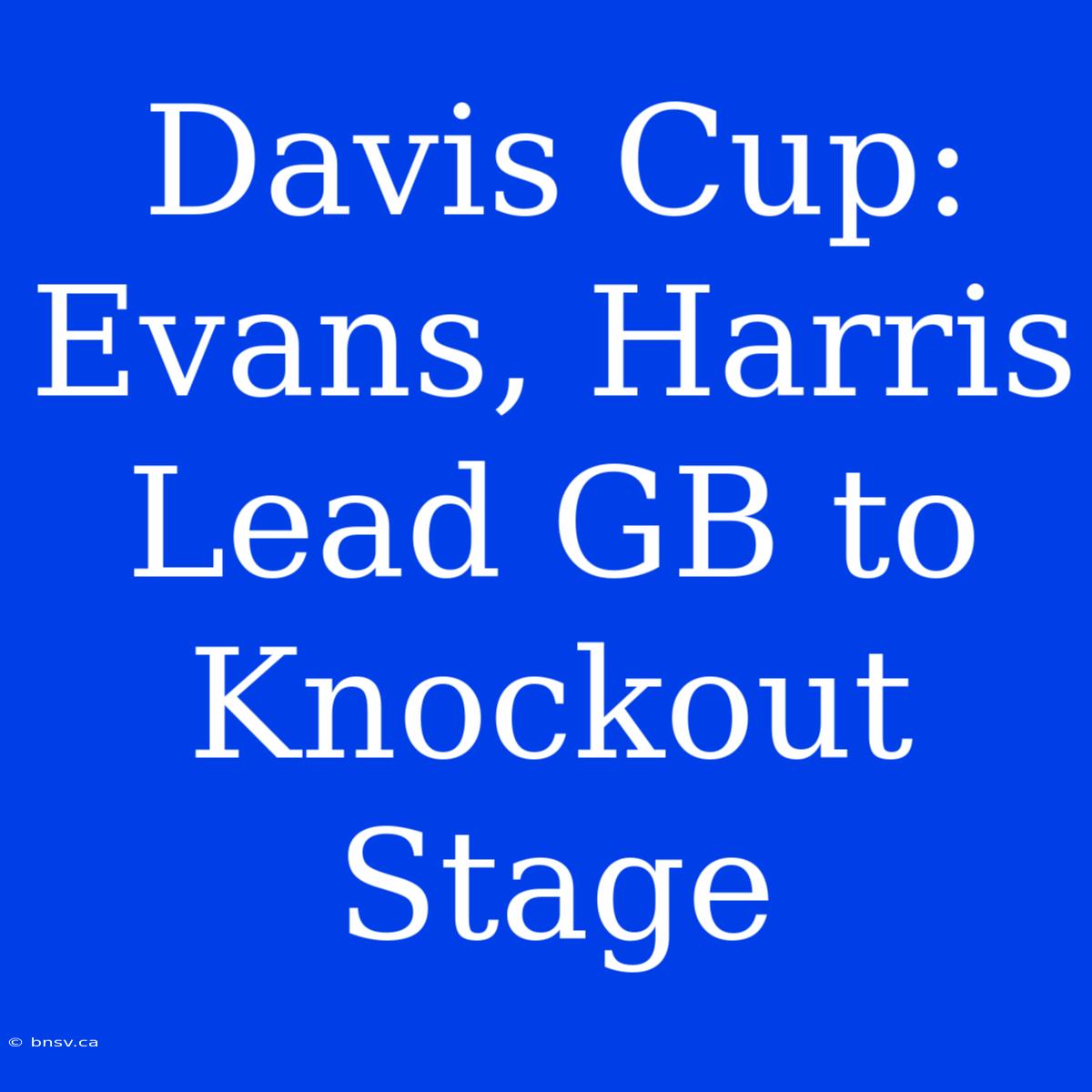 Davis Cup: Evans, Harris Lead GB To Knockout Stage