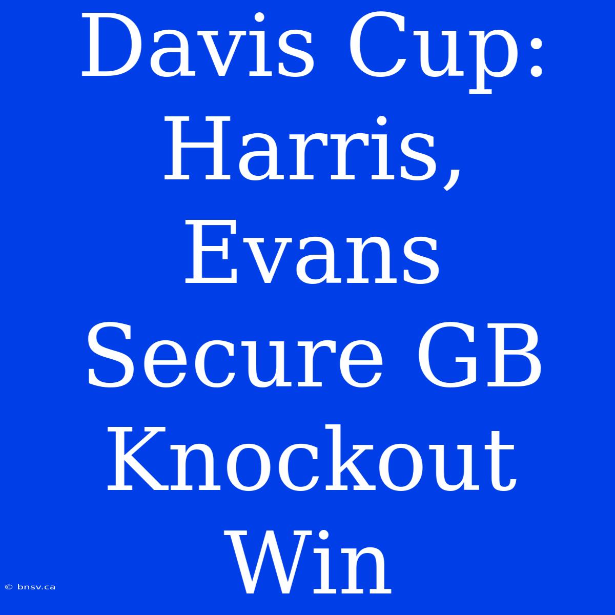 Davis Cup: Harris, Evans Secure GB Knockout Win