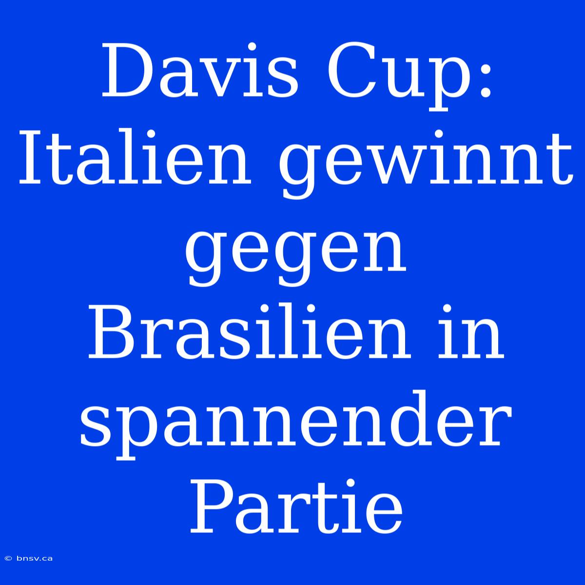 Davis Cup: Italien Gewinnt Gegen Brasilien In Spannender Partie