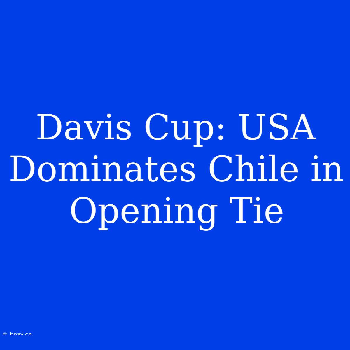 Davis Cup: USA Dominates Chile In Opening Tie