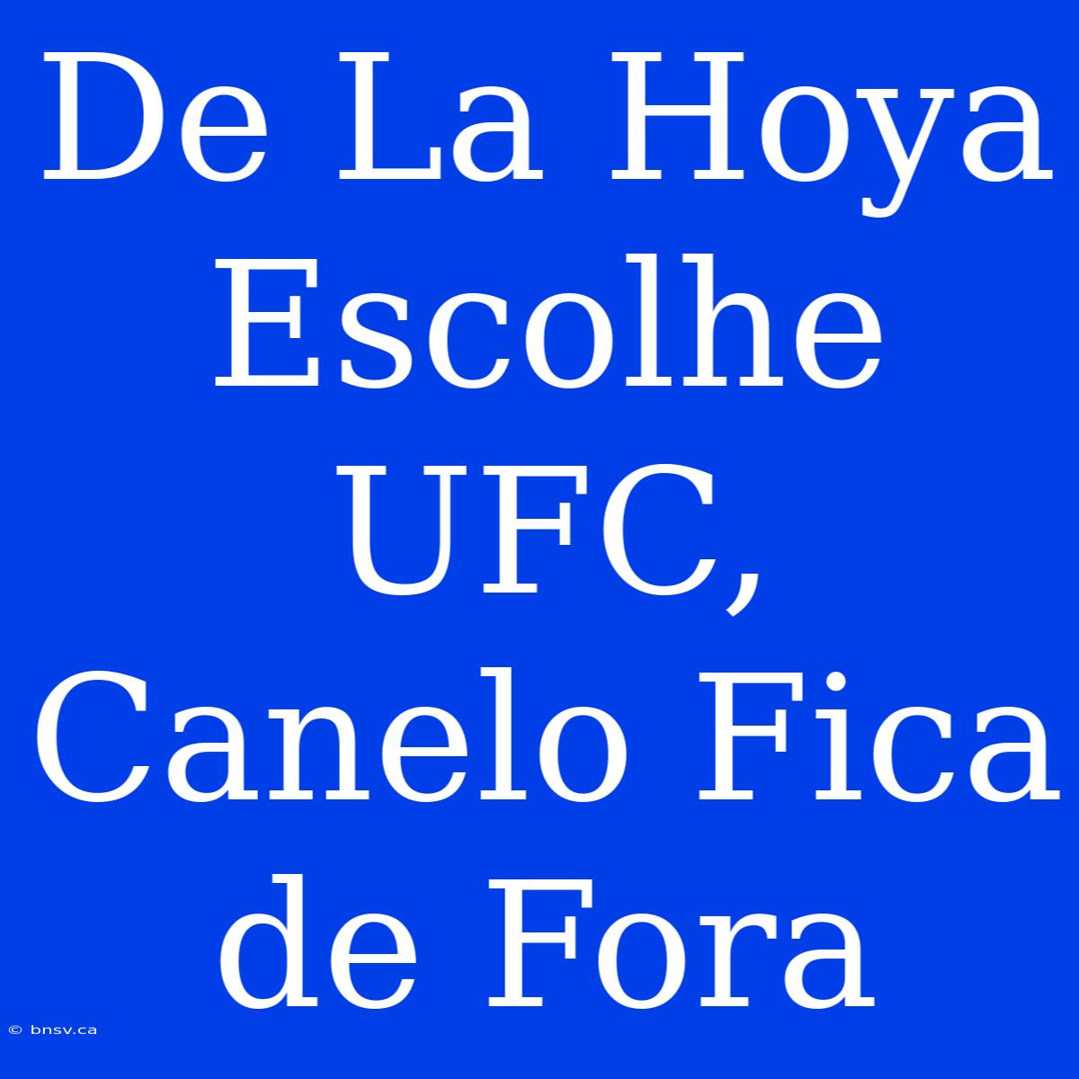 De La Hoya Escolhe UFC, Canelo Fica De Fora