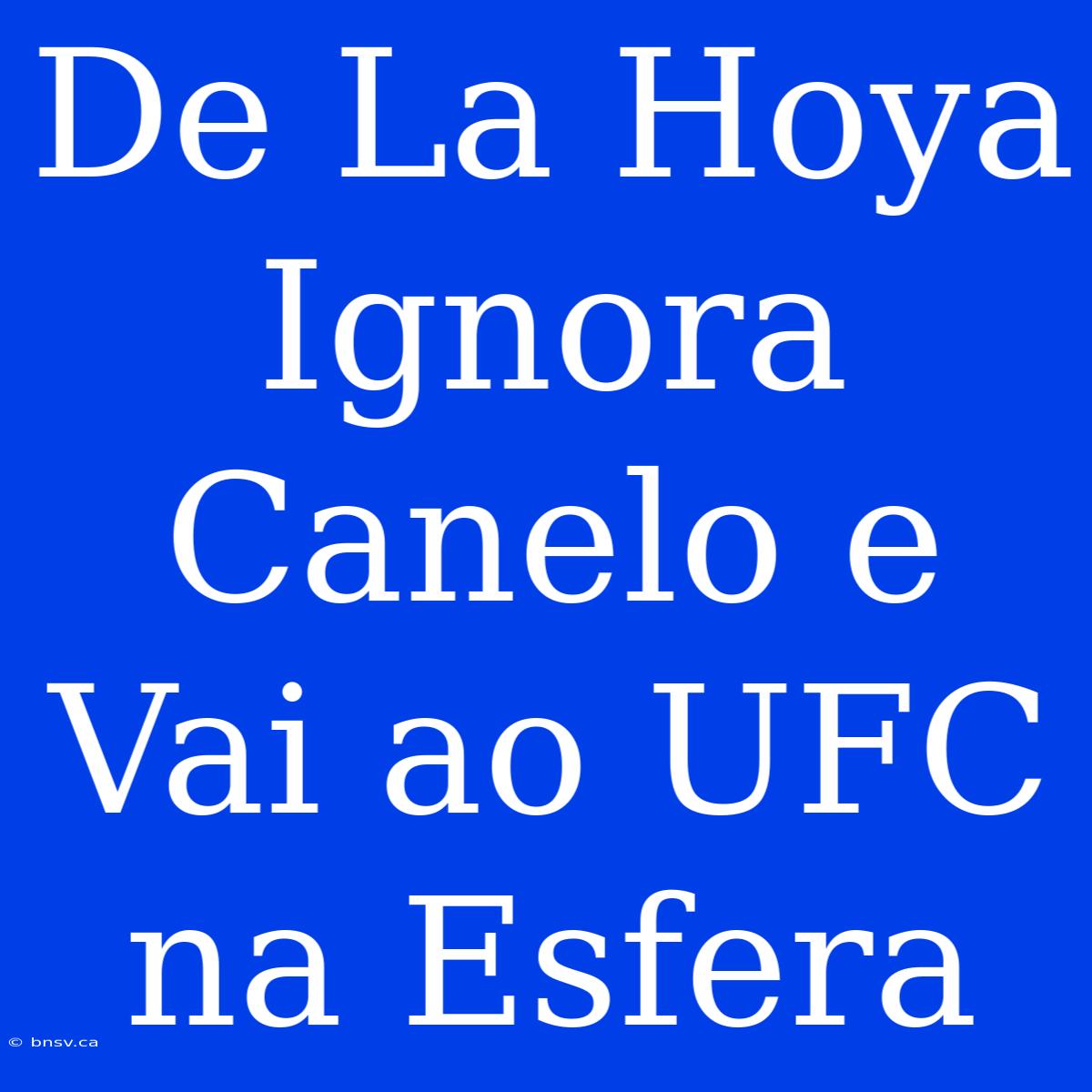 De La Hoya Ignora Canelo E Vai Ao UFC Na Esfera