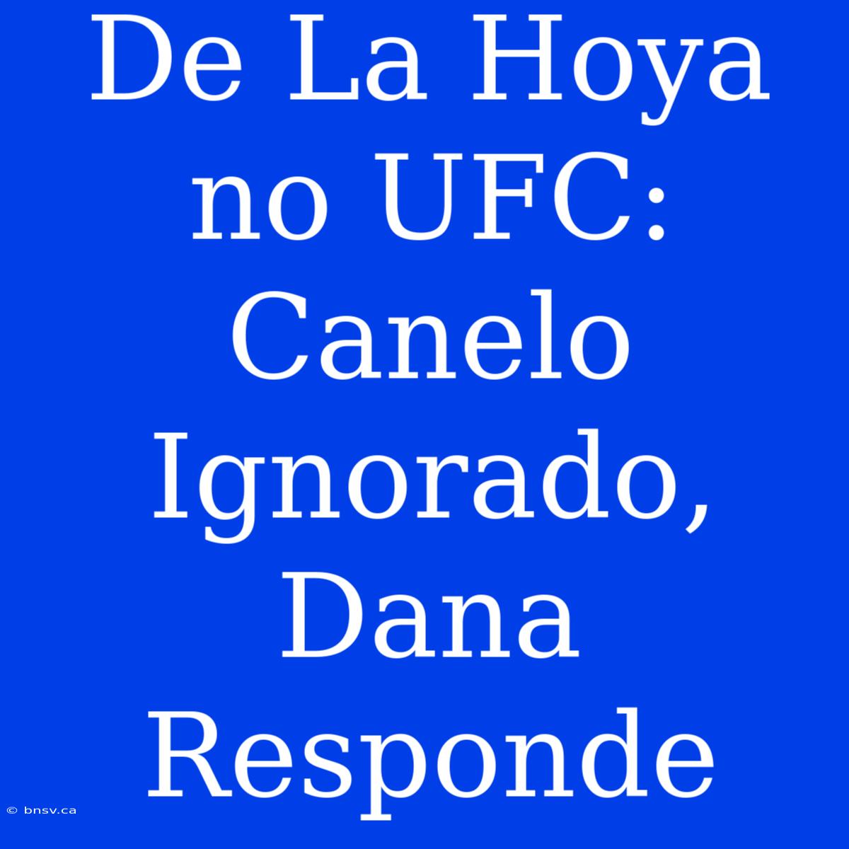 De La Hoya No UFC: Canelo Ignorado, Dana Responde