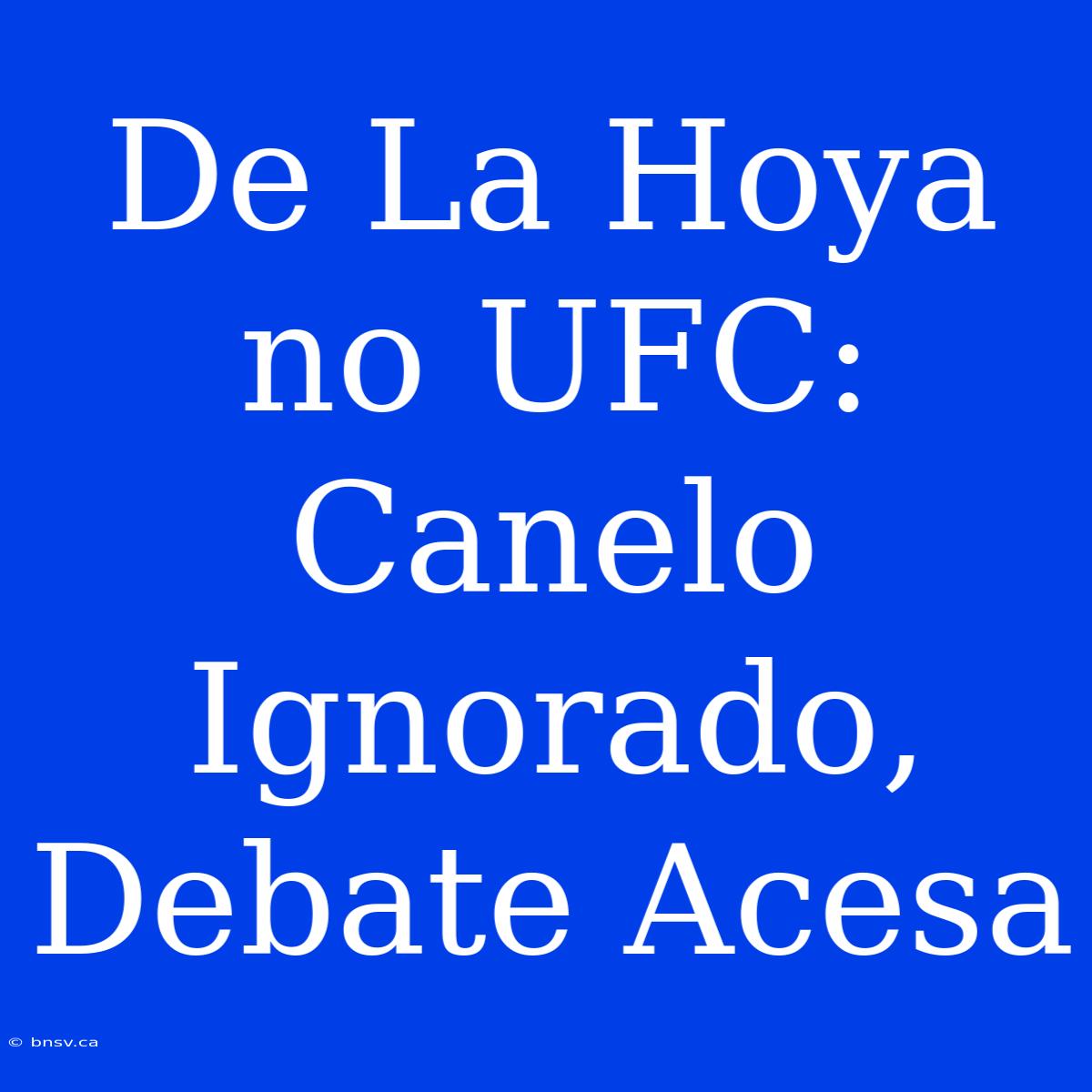 De La Hoya No UFC: Canelo Ignorado, Debate Acesa