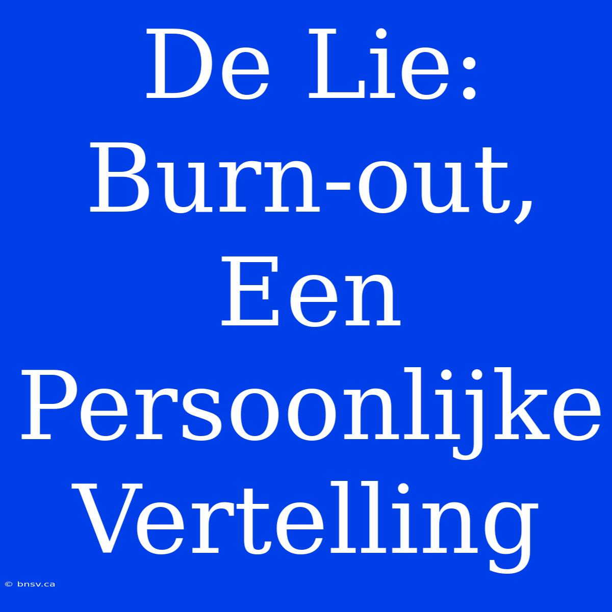 De Lie: Burn-out, Een Persoonlijke Vertelling