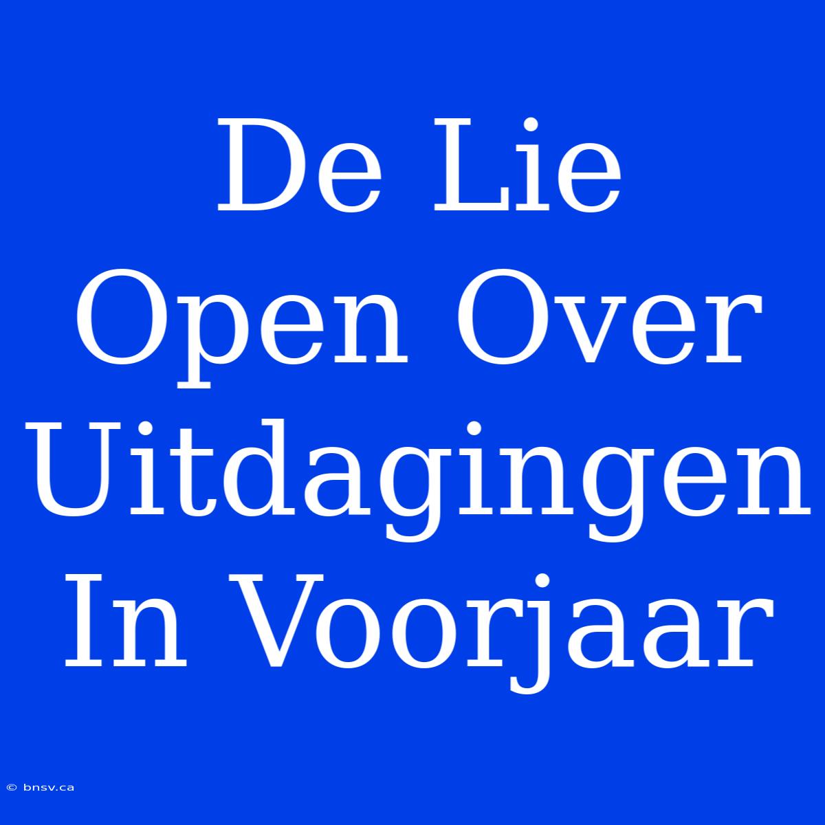 De Lie Open Over Uitdagingen In Voorjaar