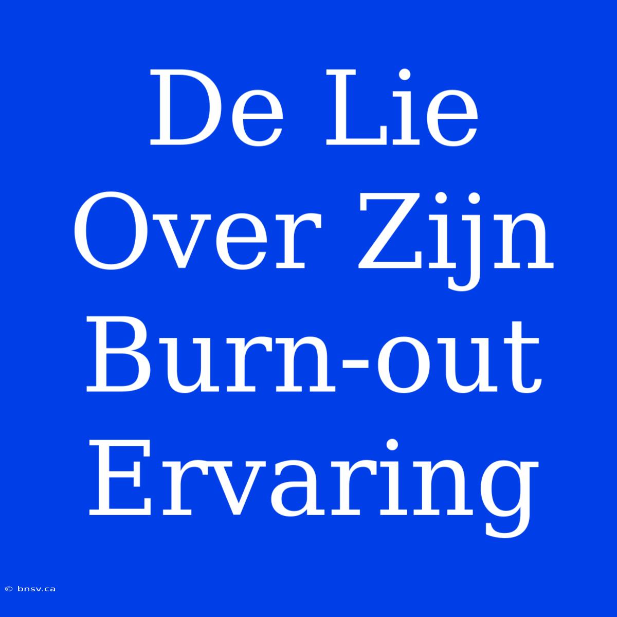 De Lie Over Zijn Burn-out Ervaring