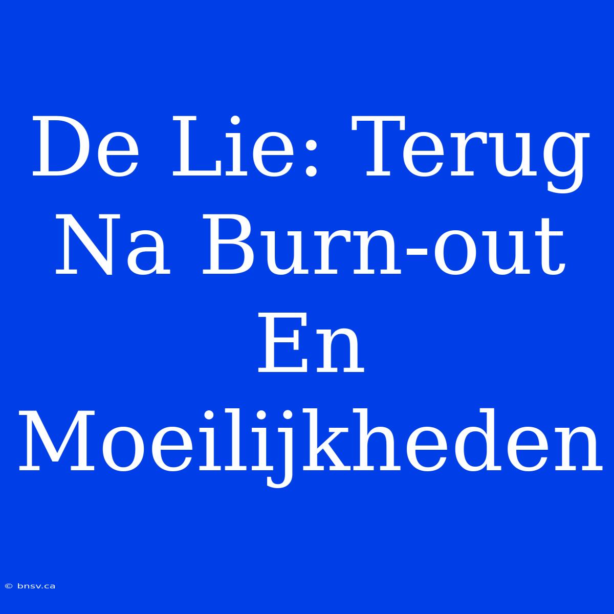 De Lie: Terug Na Burn-out En Moeilijkheden