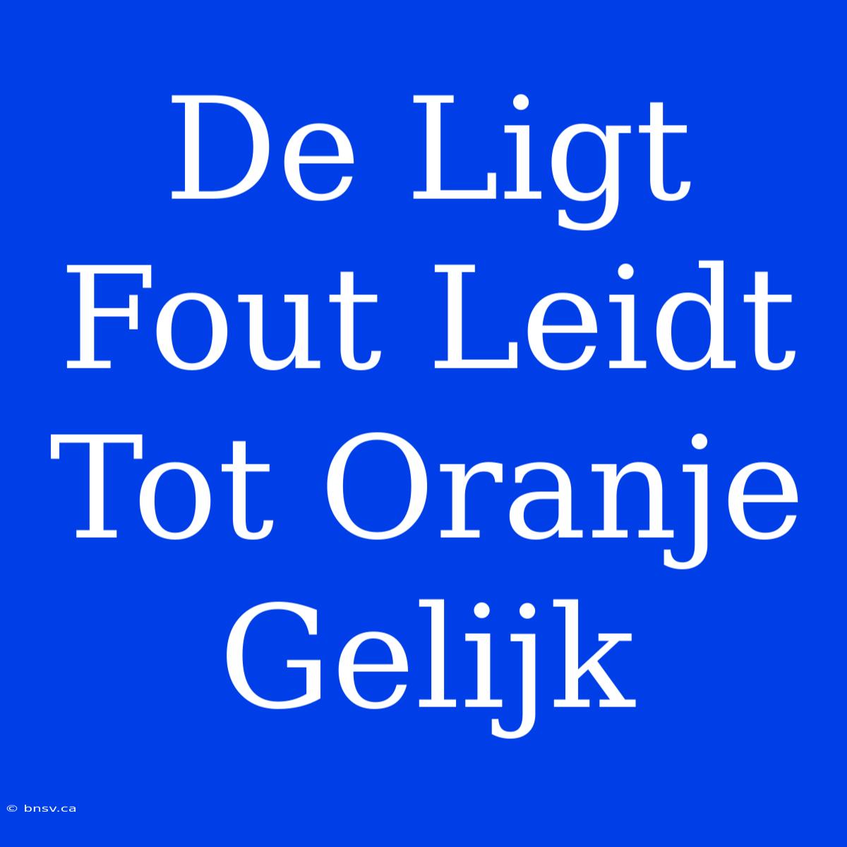 De Ligt Fout Leidt Tot Oranje Gelijk