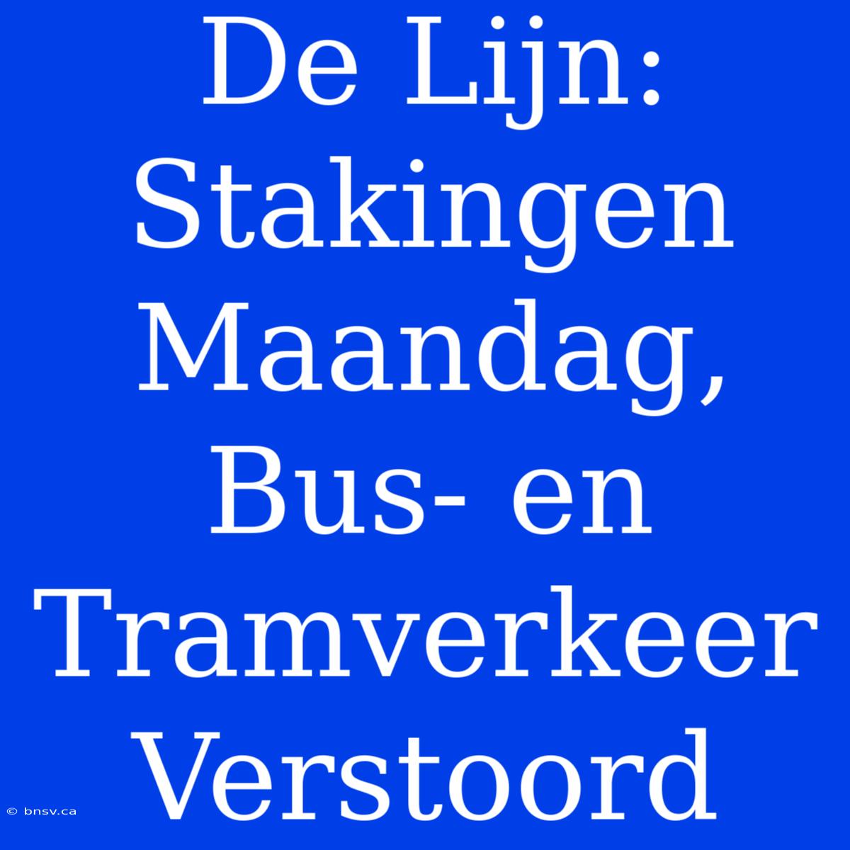 De Lijn: Stakingen Maandag, Bus- En Tramverkeer Verstoord