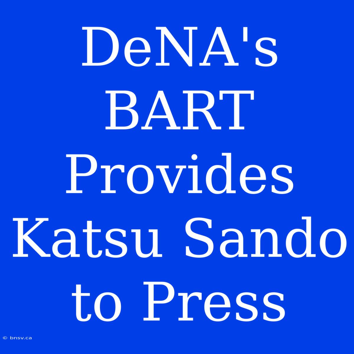 DeNA's BART Provides Katsu Sando To Press