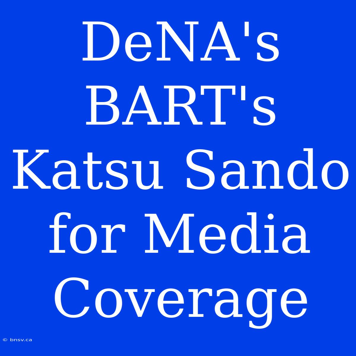 DeNA's BART's Katsu Sando For Media Coverage