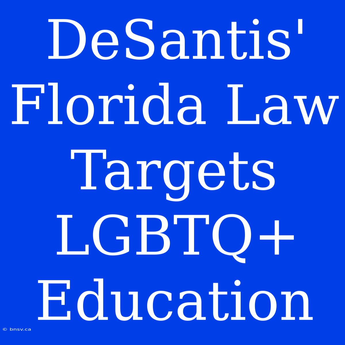 DeSantis' Florida Law Targets LGBTQ+ Education