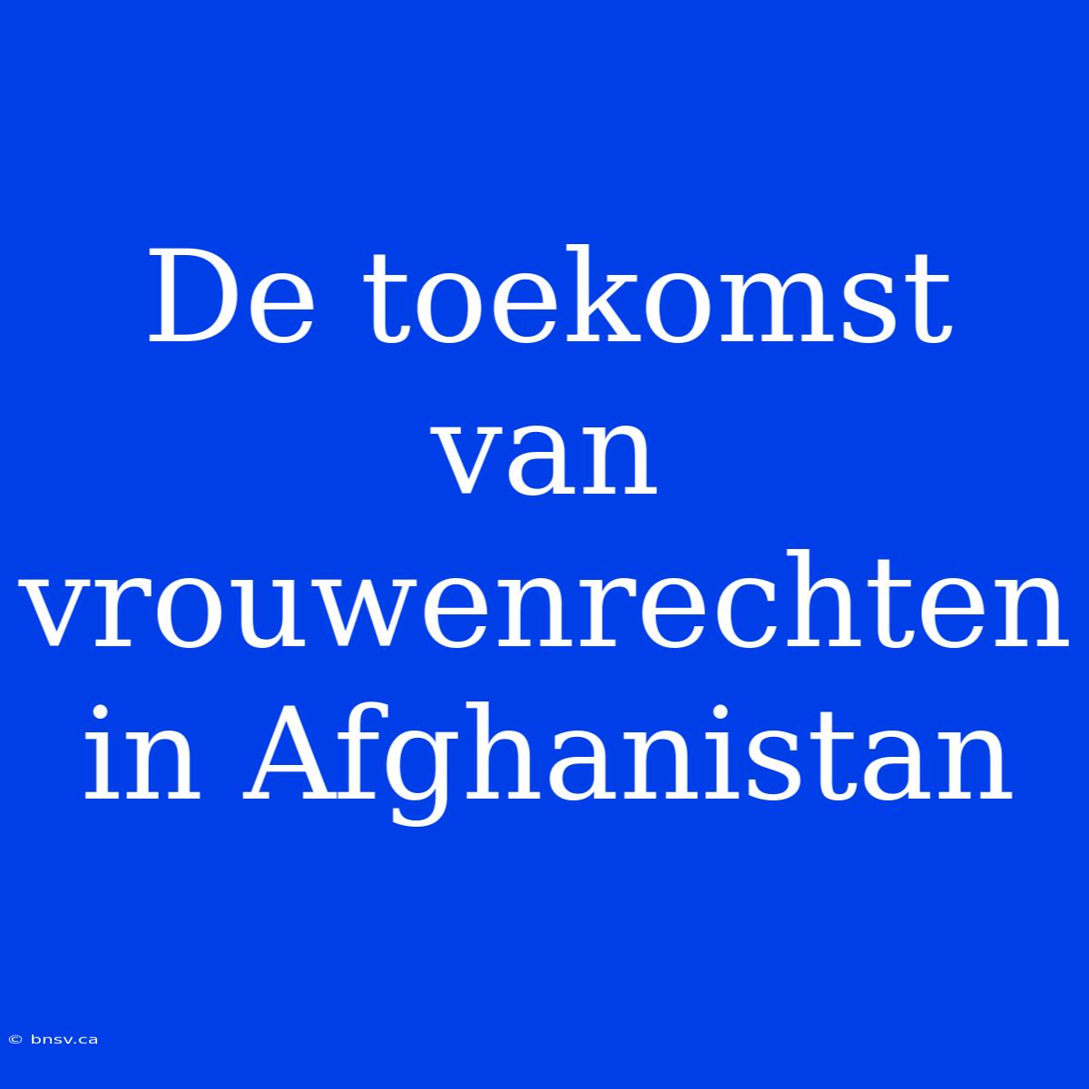 De Toekomst Van Vrouwenrechten In Afghanistan