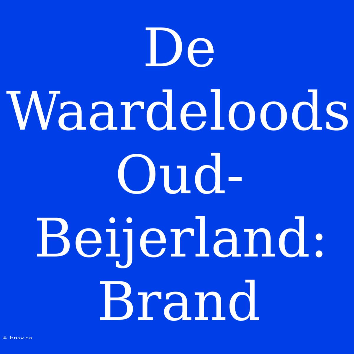 De Waardeloods Oud-Beijerland: Brand