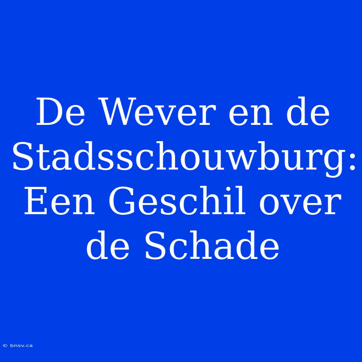 De Wever En De Stadsschouwburg: Een Geschil Over De Schade