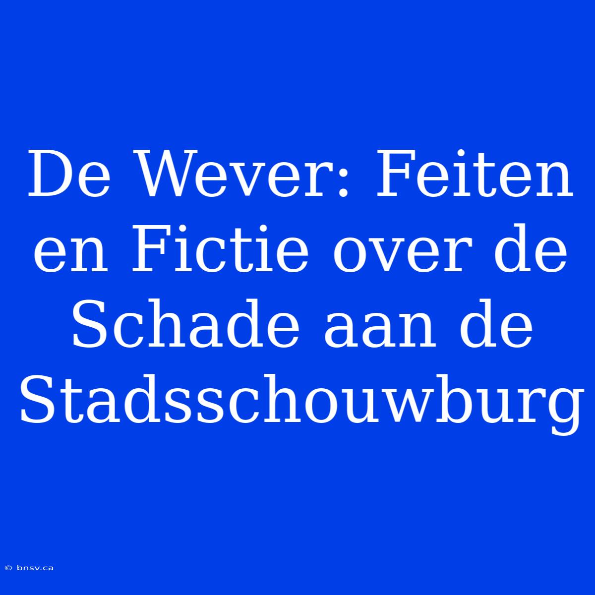 De Wever: Feiten En Fictie Over De Schade Aan De Stadsschouwburg