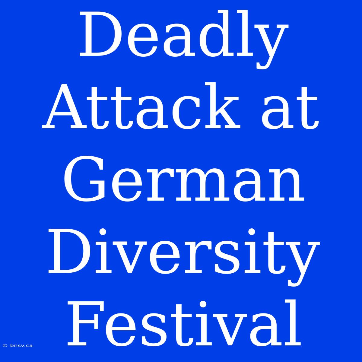 Deadly Attack At German Diversity Festival