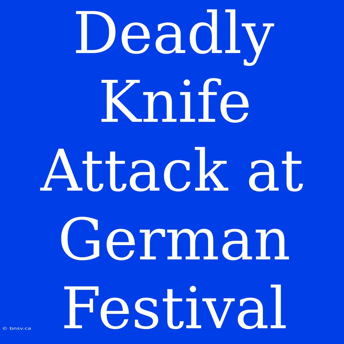 Deadly Knife Attack At German Festival