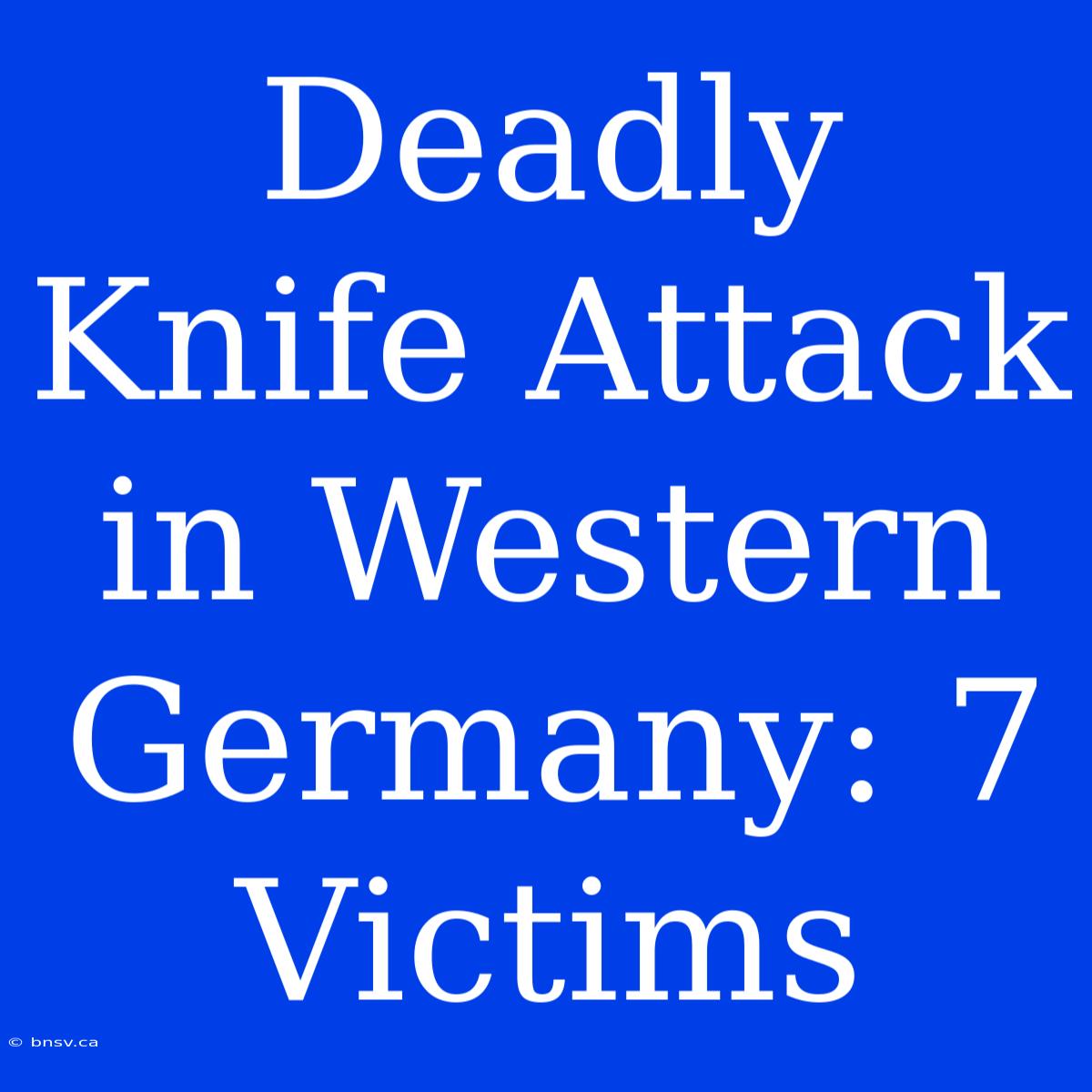 Deadly Knife Attack In Western Germany: 7 Victims