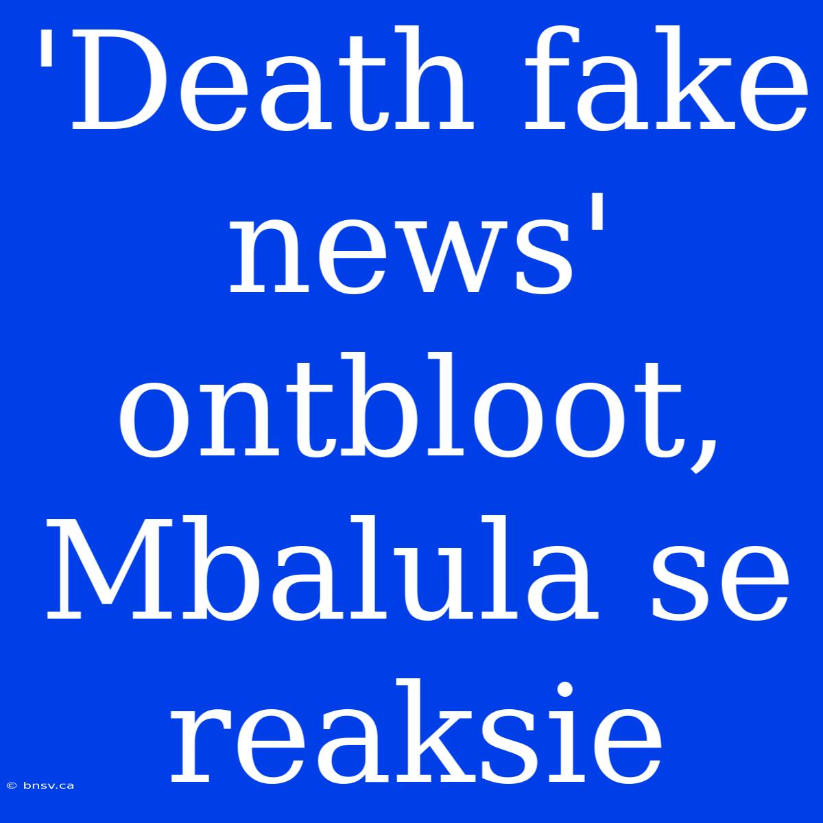 'Death Fake News' Ontbloot, Mbalula Se Reaksie