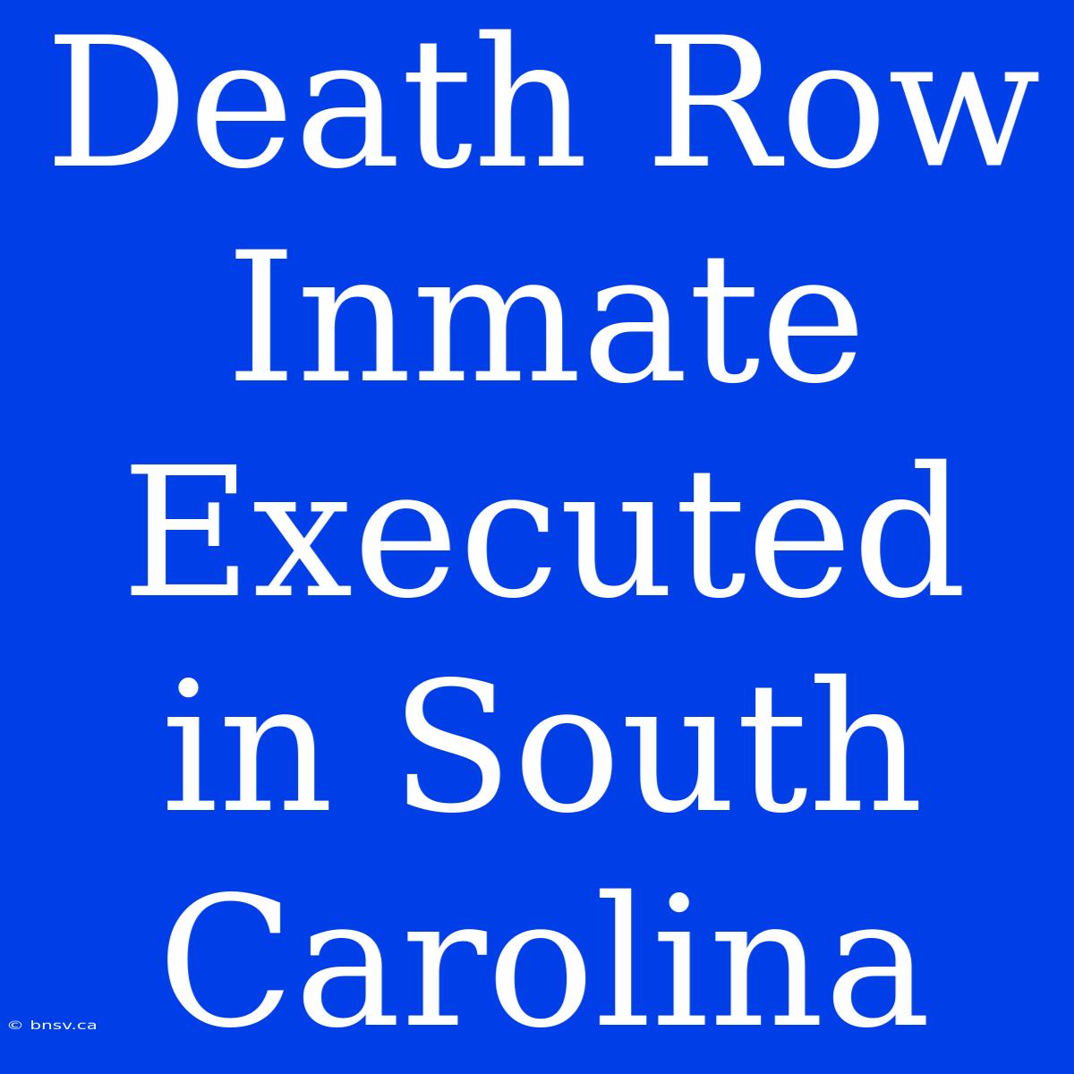 Death Row Inmate Executed In South Carolina