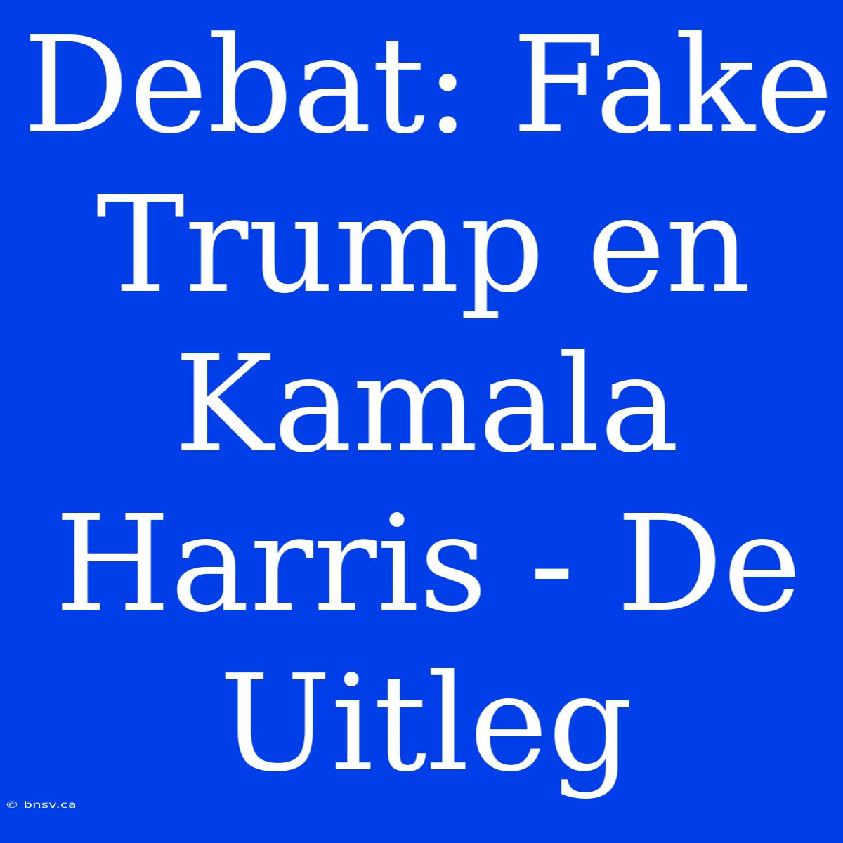 Debat: Fake Trump En Kamala Harris - De Uitleg