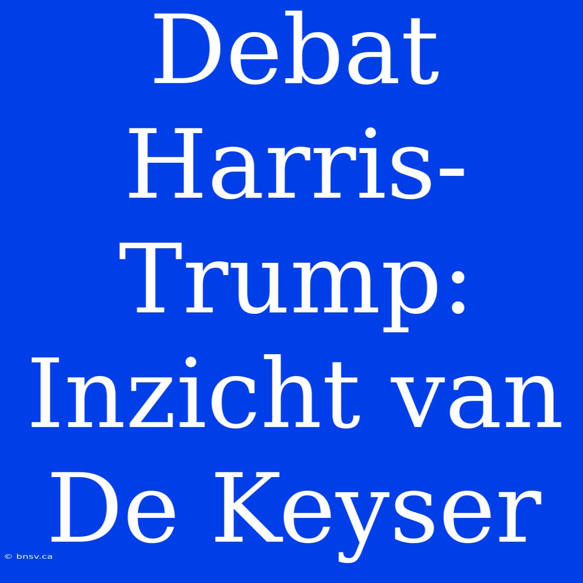 Debat Harris-Trump: Inzicht Van De Keyser