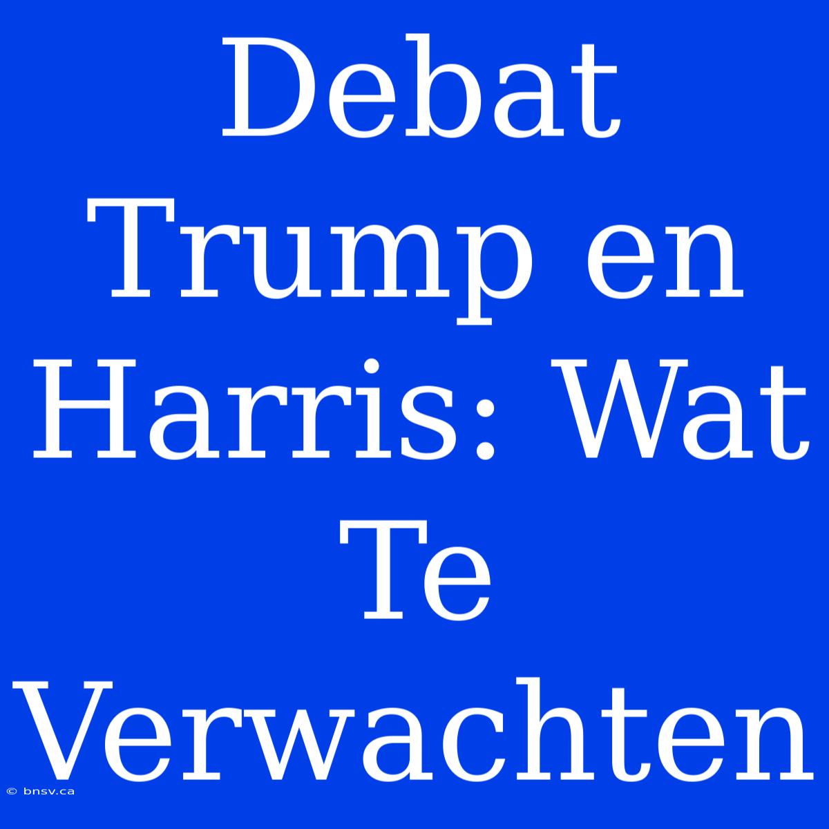 Debat Trump En Harris: Wat Te Verwachten