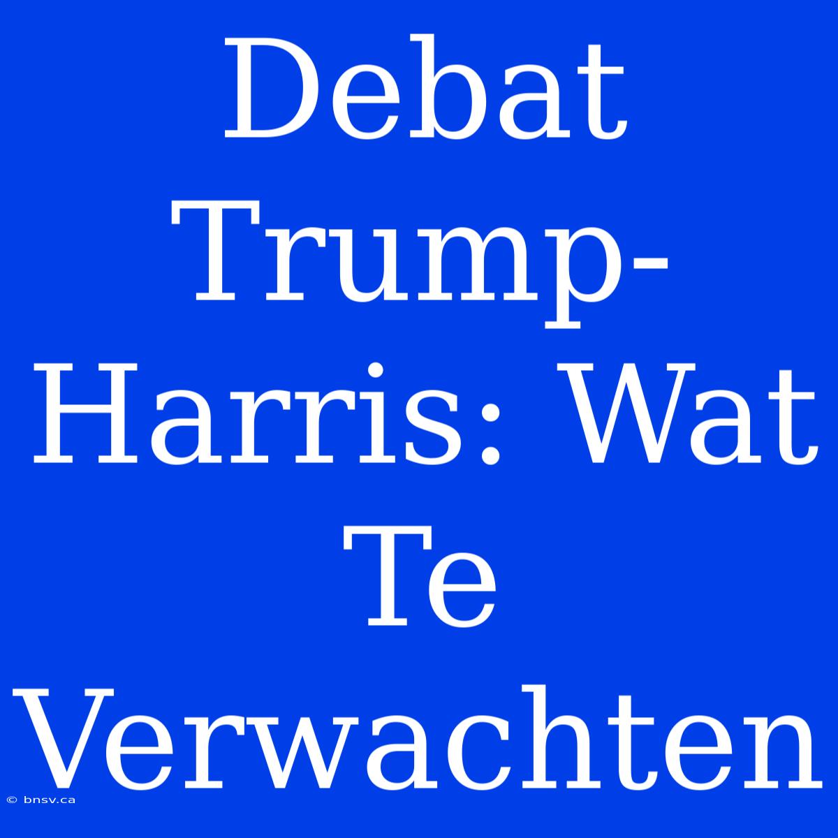 Debat Trump-Harris: Wat Te Verwachten