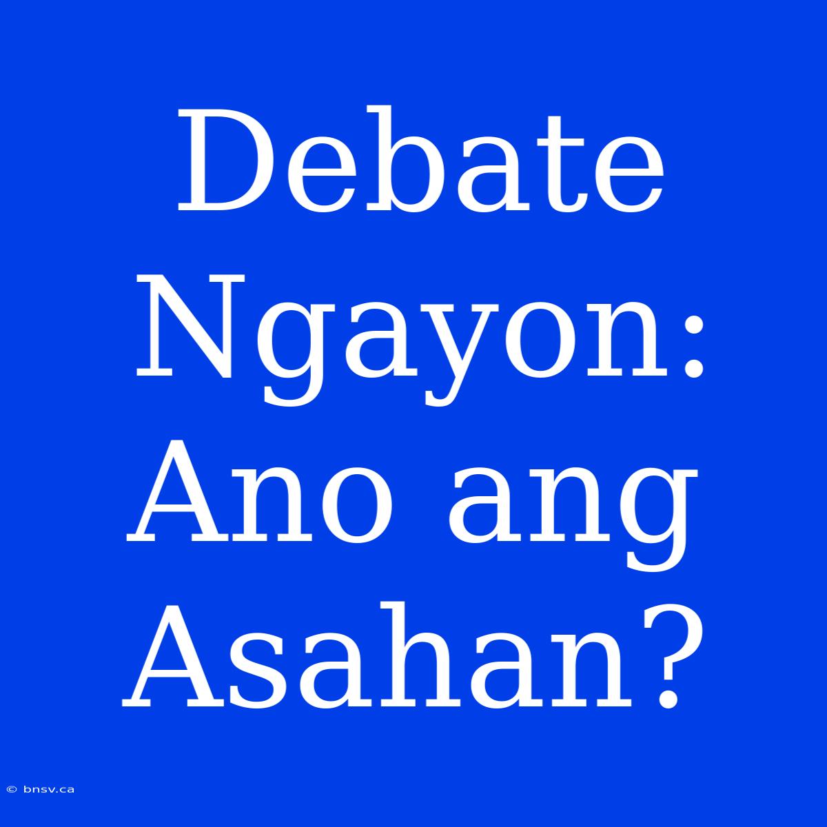 Debate Ngayon: Ano Ang Asahan?