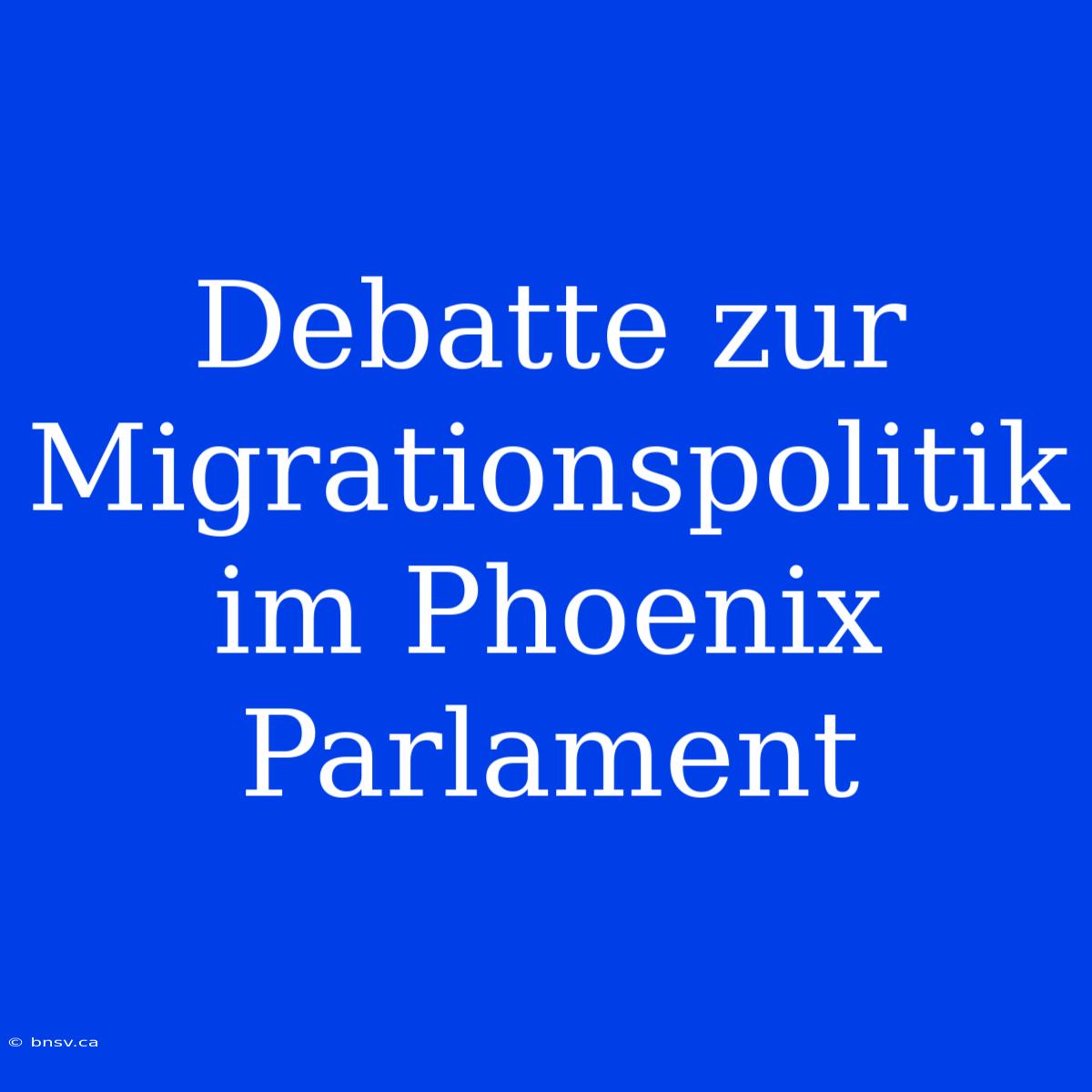 Debatte Zur Migrationspolitik Im Phoenix Parlament