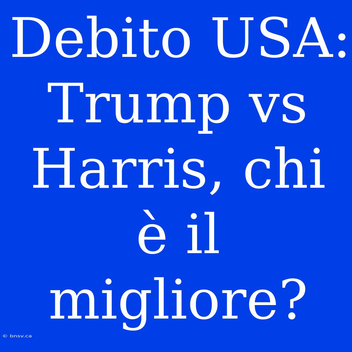 Debito USA: Trump Vs Harris, Chi È Il Migliore?