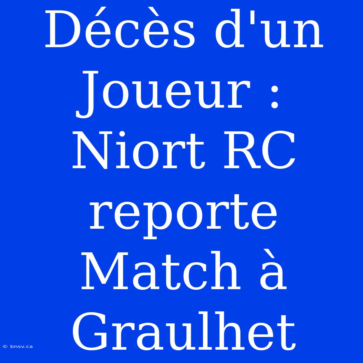 Décès D'un Joueur : Niort RC Reporte Match À Graulhet