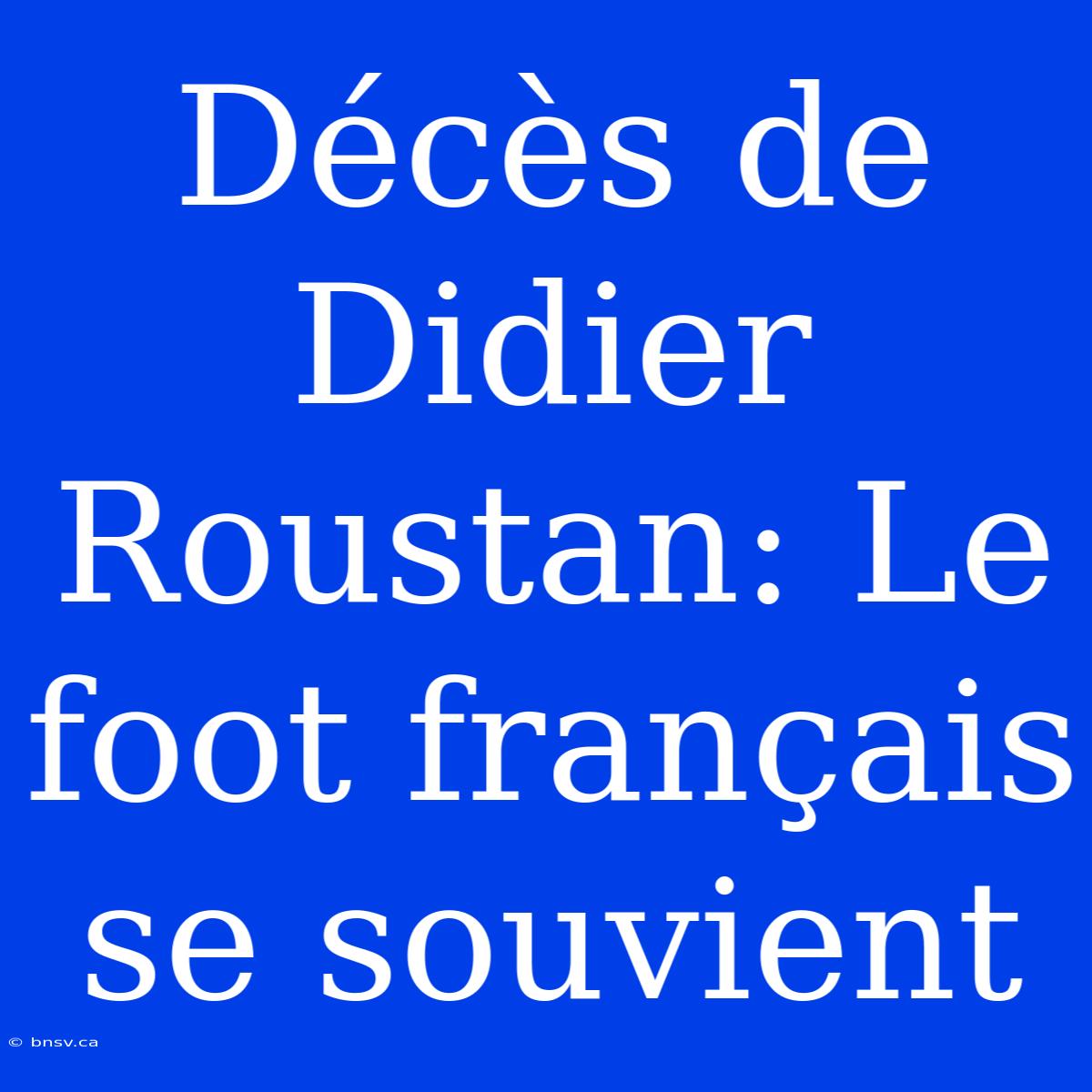 Décès De Didier Roustan: Le Foot Français Se Souvient