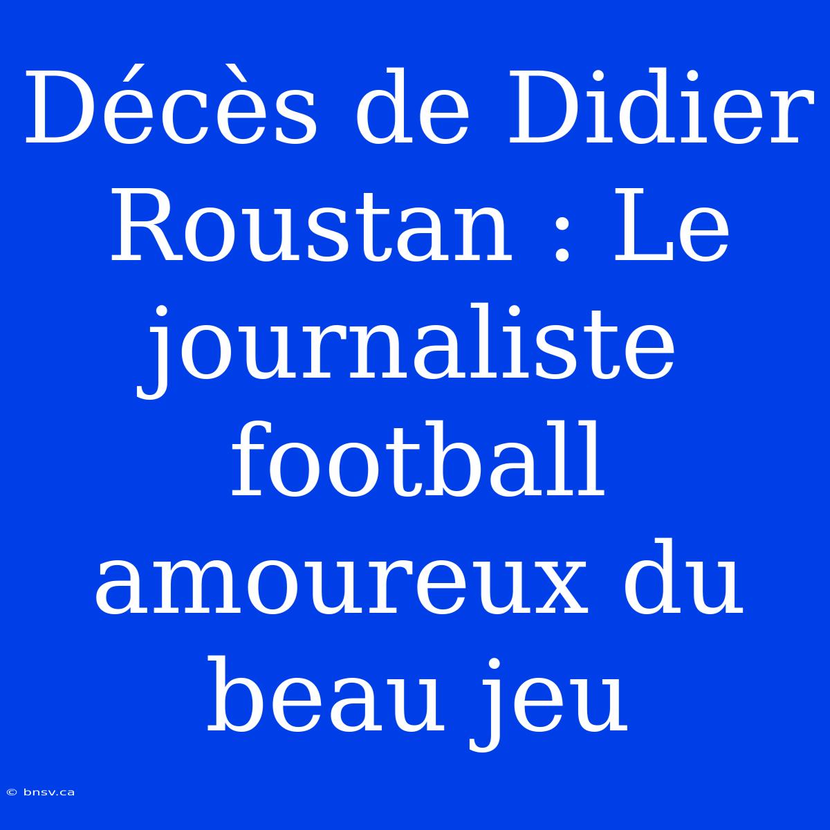 Décès De Didier Roustan : Le Journaliste Football Amoureux Du Beau Jeu