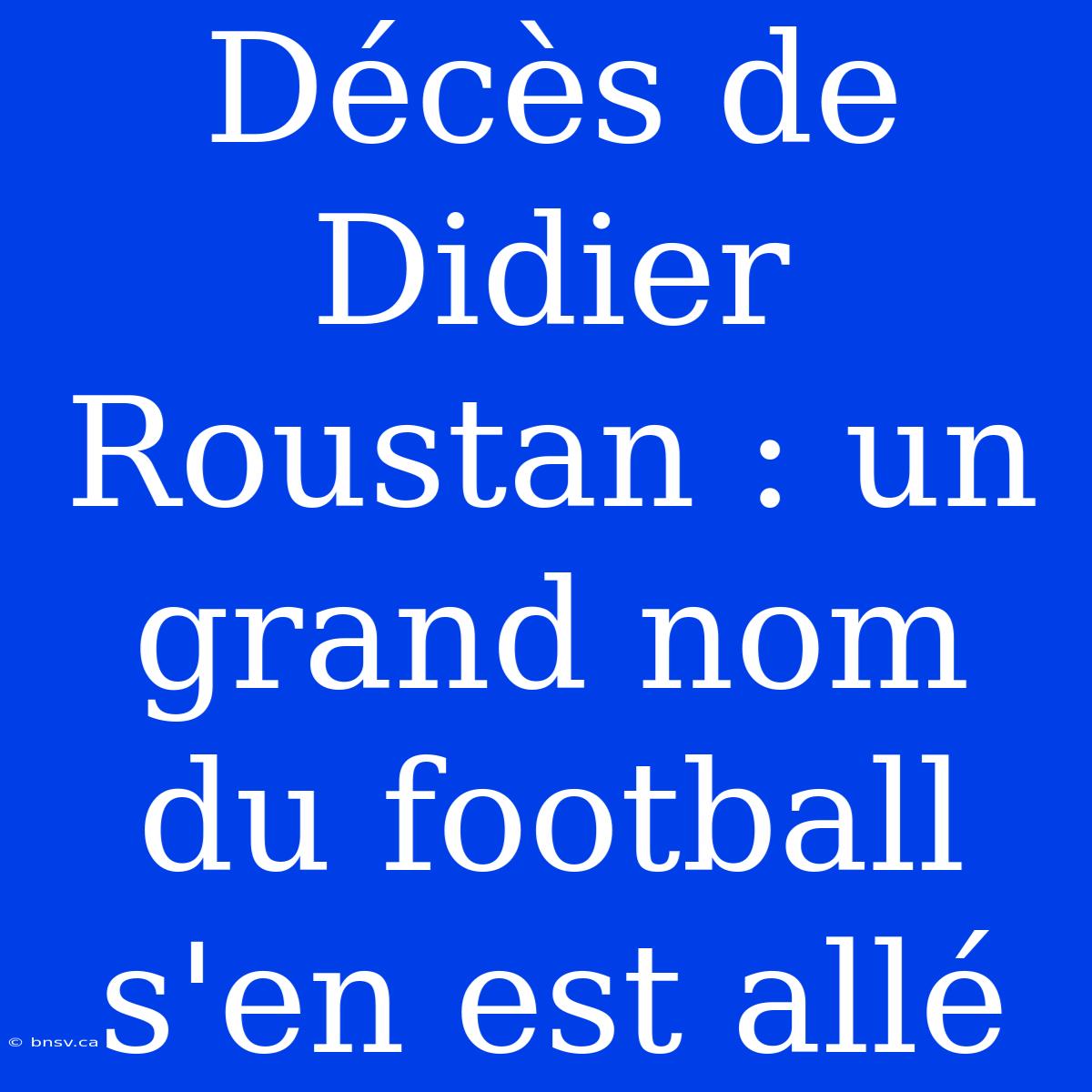 Décès De Didier Roustan : Un Grand Nom Du Football S'en Est Allé