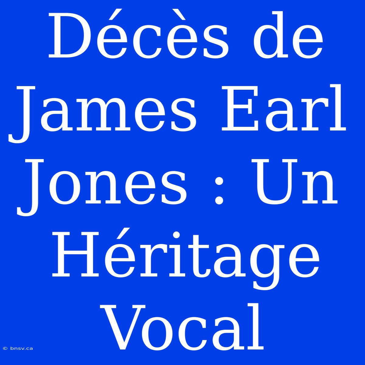 Décès De James Earl Jones : Un Héritage Vocal