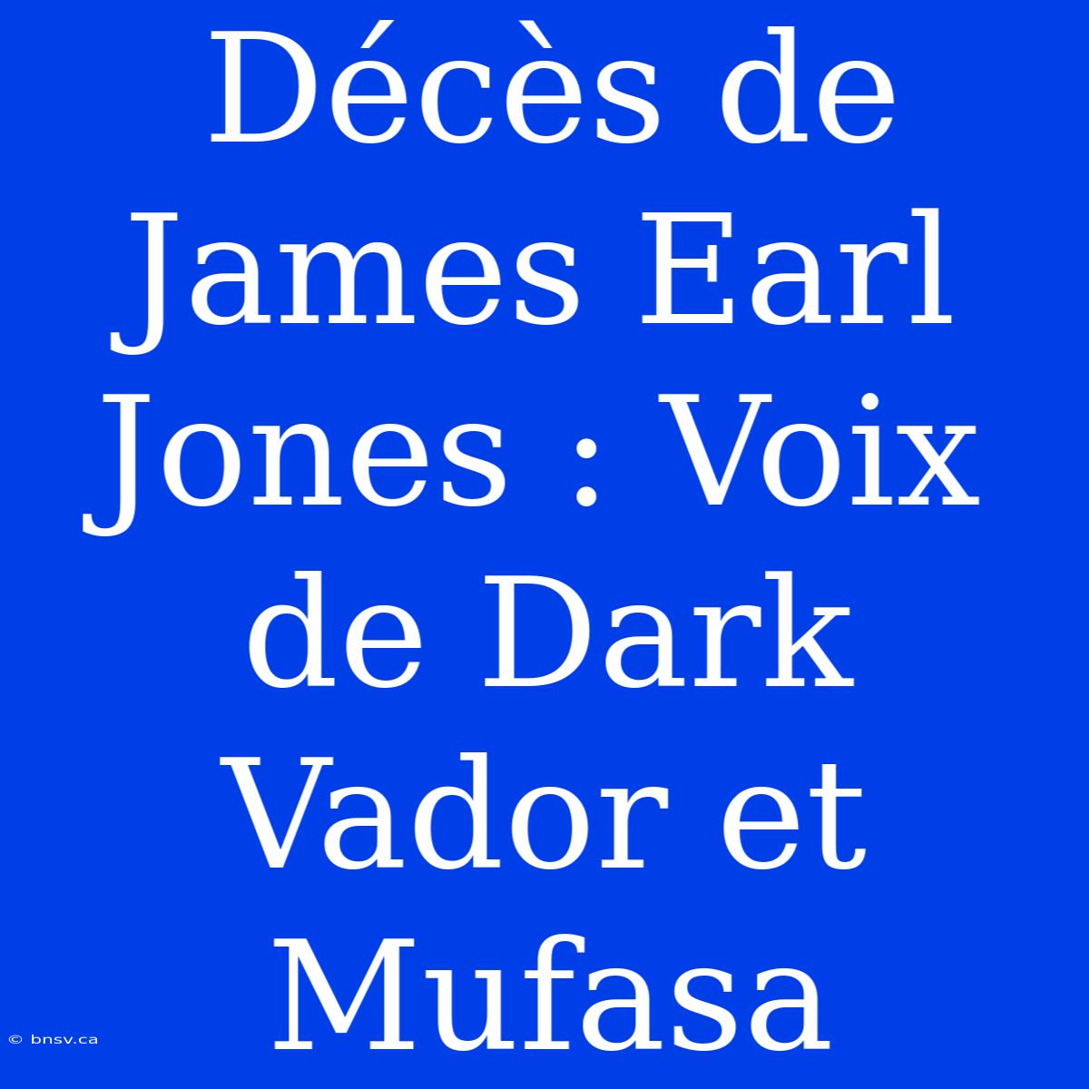 Décès De James Earl Jones : Voix De Dark Vador Et Mufasa