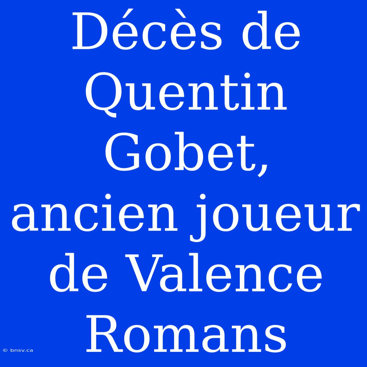 Décès De Quentin Gobet, Ancien Joueur De Valence Romans