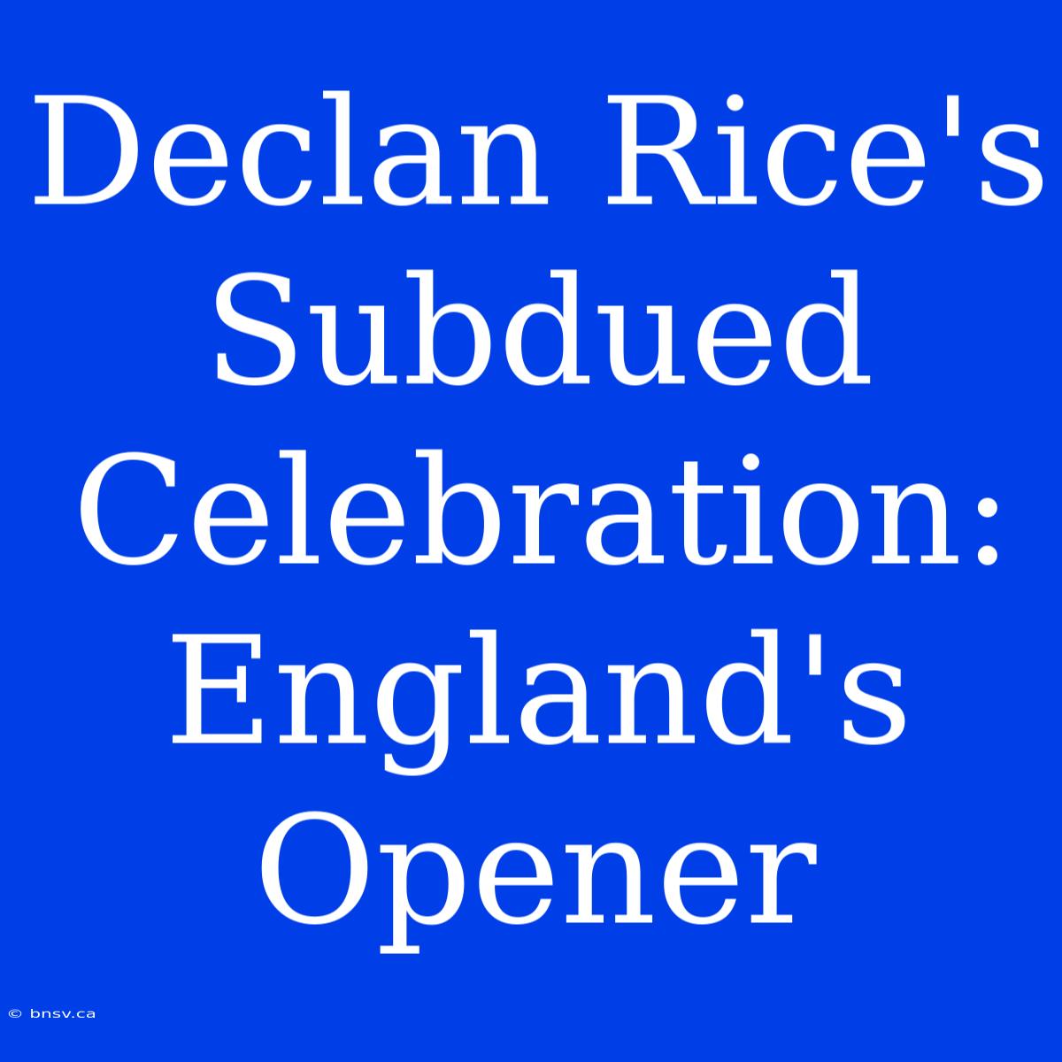 Declan Rice's Subdued Celebration: England's Opener