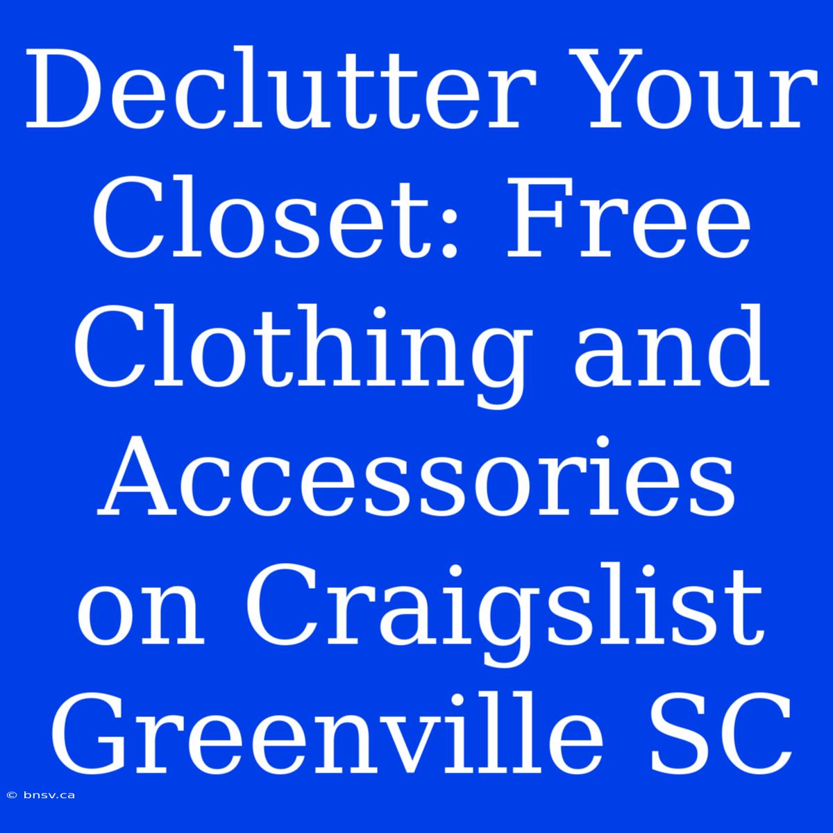 Declutter Your Closet: Free Clothing And Accessories On Craigslist Greenville SC