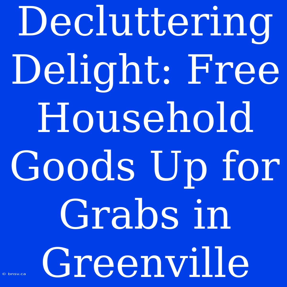 Decluttering Delight: Free Household Goods Up For Grabs In Greenville