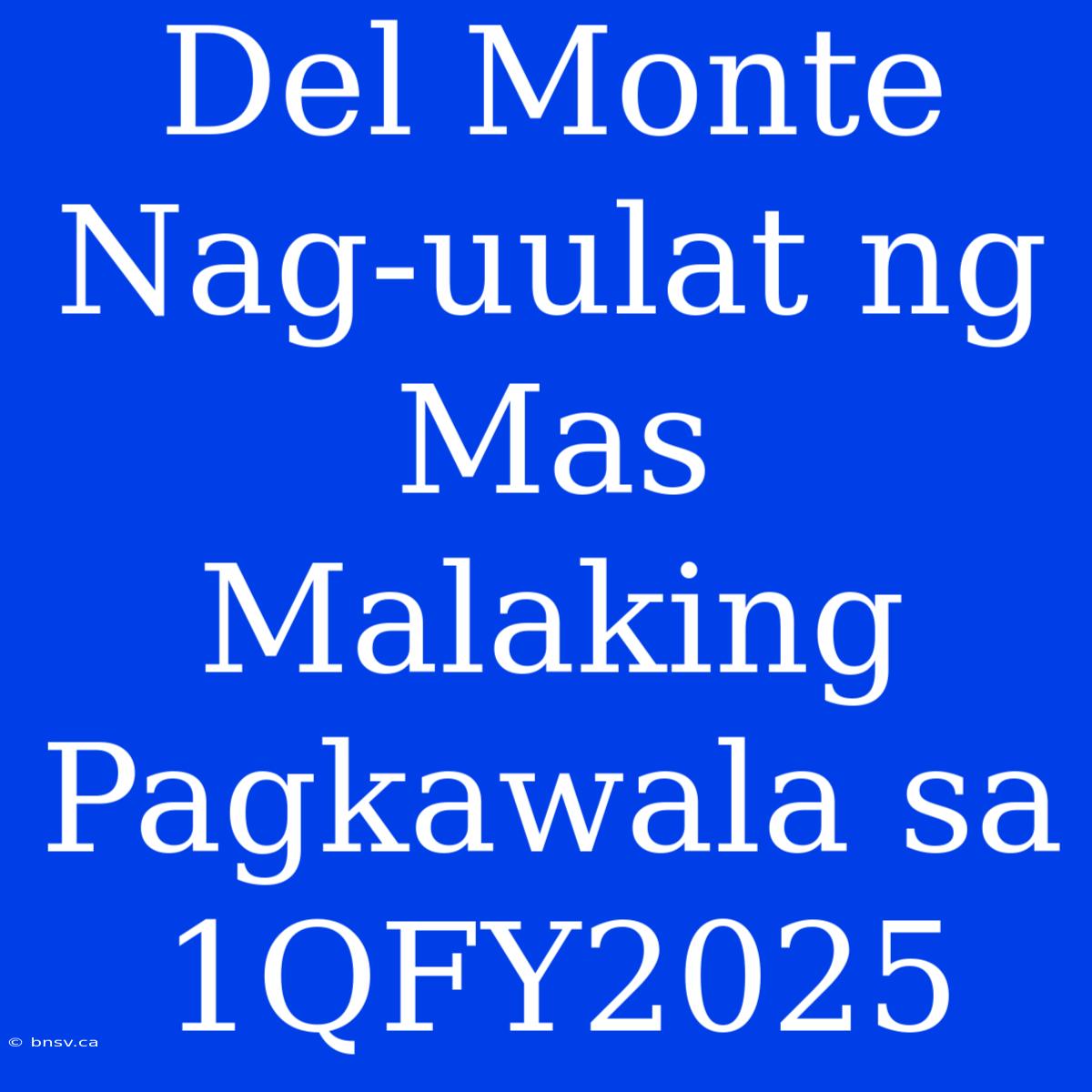 Del Monte Nag-uulat Ng Mas Malaking Pagkawala Sa 1QFY2025